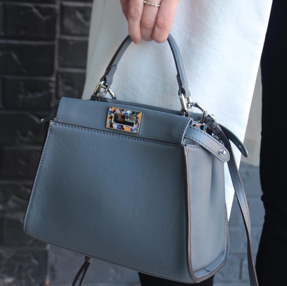 Fendi Handbags - Grey Fendi Mini Peekaboo in Calfskin Leather